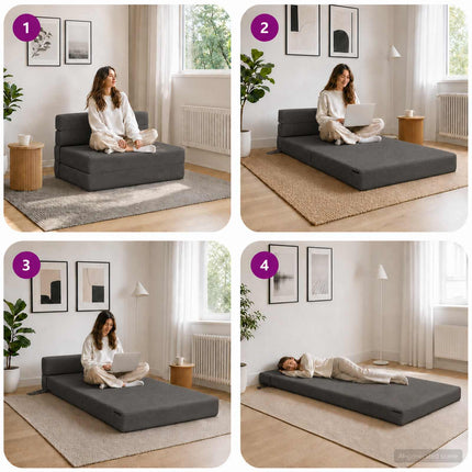 Fällbar Soffbed Mörkgrå 70 x 72 x 60 cm Tyg
