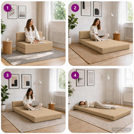 Fällbar Soffbed Grön grå 70 x 72 x 60 cm Tyg