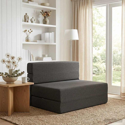 Fällbar Soffbed Mörkgrå 100 x 80 x 60 cm Tyg