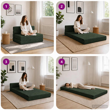 Fällbar Soffbed Mörkgrön 70 x 80 x 60 cm Tyg