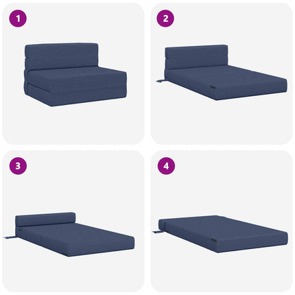 Fällbar Soffbed Blå 70 x 80 x 60 cm Tyg