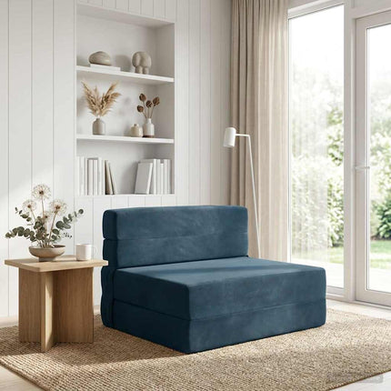 Fällbar Soffbed Blå 100 x 80 x 60 cm Tyg