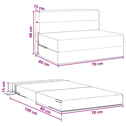 Fällbar Soffbed Blå 70 x 80 x 60 cm Tyg
