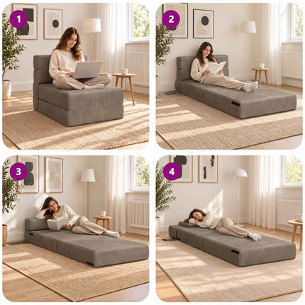 Fällbar Soffbed Ljusgrå 70 x 80 x 60 cm Tyg