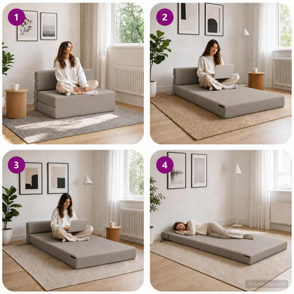 Fällbar Soffbed Ljusgrå 70 x 80 x 60 cm Tyg