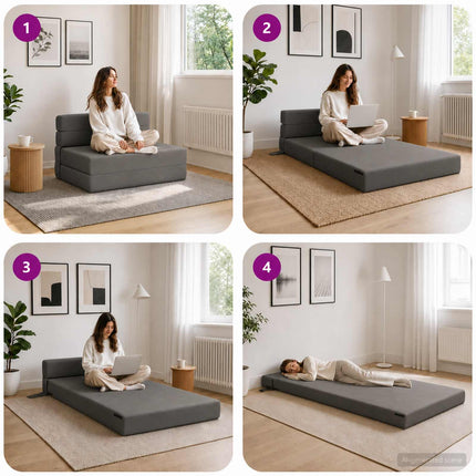 Fällbar Soffbed Mörkgrå 70 x 80 x 60 cm Tyg