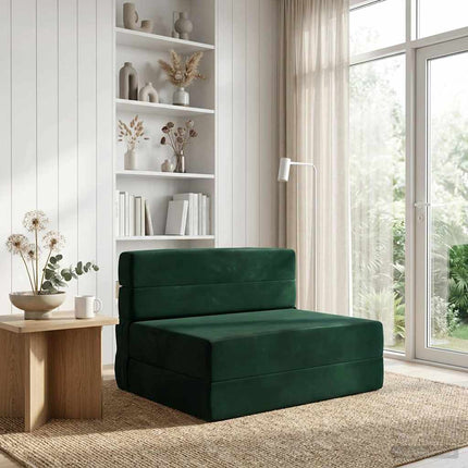 Fällsoffa säng Mörkgrön 190 x 100 x 15 cm Sammet