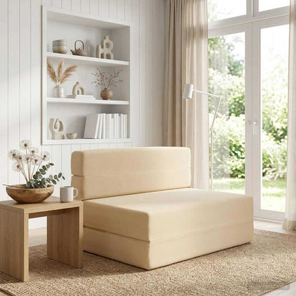 Fällbar Soffbed Gräddvit 70 x 80 x 60 cm Tyg