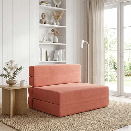 Fällbar Soffbed Röd orange 100 x 80 x 60 cm Tyg