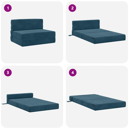 Fällbar Soffbed Blå 100 x 80 x 60 cm Tyg