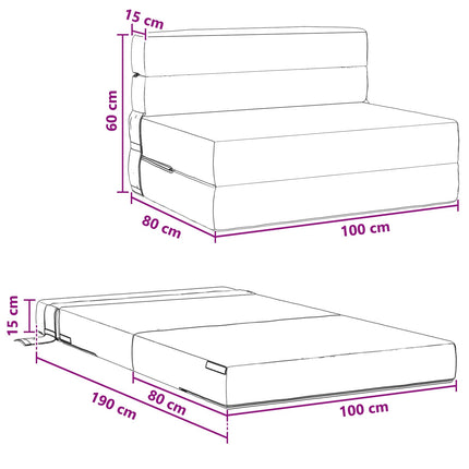 Fällbar Soffbed Ljusgrå 100 x 80 x 60 cm Tyg