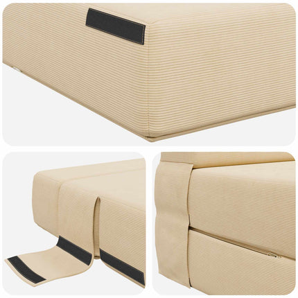 Fällbar Soffbed Gräddvit 100 x 80 x 60 cm Tyg
