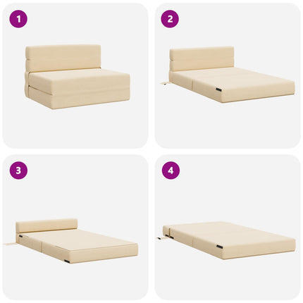 Fällbar Soffbed Gräddvit 100 x 80 x 60 cm Tyg
