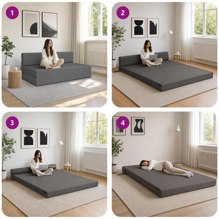 Fällbar Soffbed Ljusgrå 152 x 86,5 x 60 cm Tyg