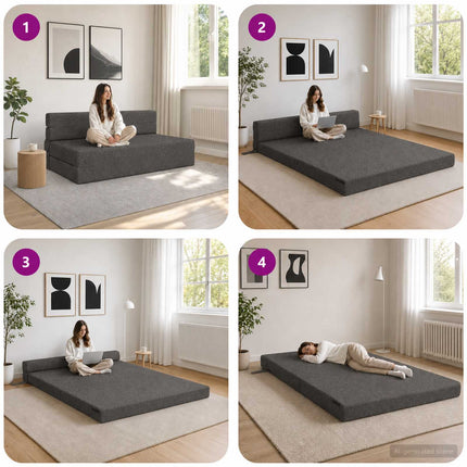 Fällbar Soffbed Mörkgrå 152 x 86,5 x 60 cm Tyg