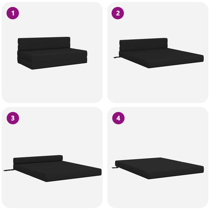 Fällbar Soffbed Svart 152 x 86,5 x 60 cm Tyg