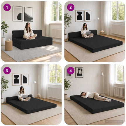 Fällbar Soffbed Svart 152 x 86,5 x 60 cm Tyg