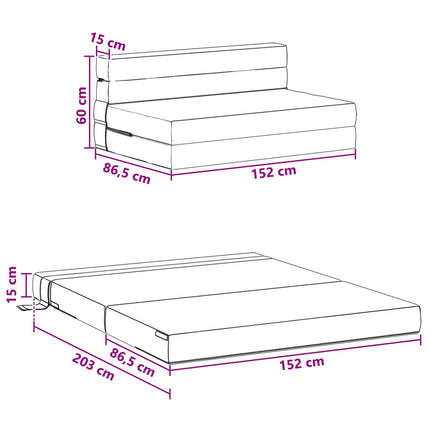 Fällbar Soffbed Taupe 152 x 86,5 x 60 cm Tyg