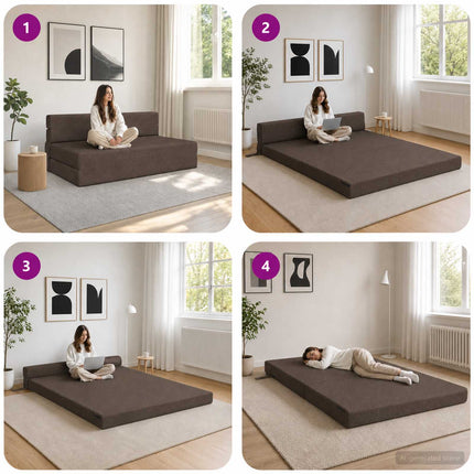 Fällbar Soffbed Taupe 152 x 86,5 x 60 cm Tyg
