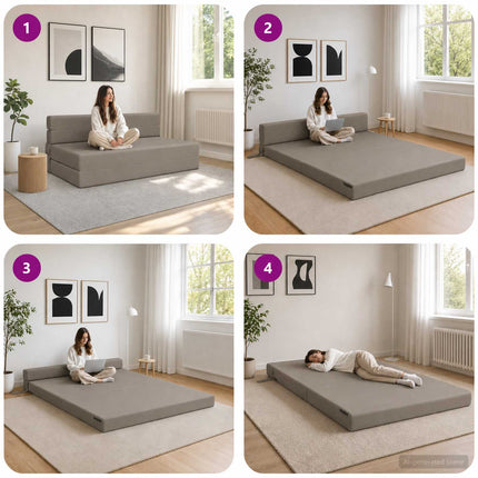 Fällbar Soffbed Ljusgrå 152 x 86,5 x 60 cm Tyg