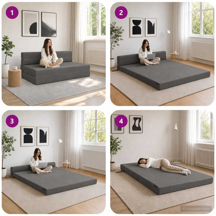 Fällbar Soffbed Mörkgrå 152 x 86,5 x 60 cm Tyg