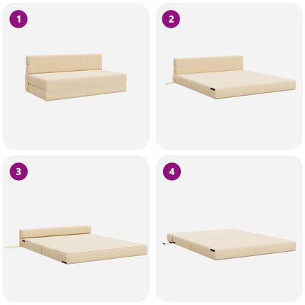 Fällbar Soffbed Gräddvit 152 x 86,5 x 60 cm Tyg