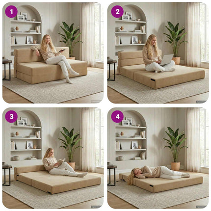 Fällbar Soffbed Grön grå 152 x 86,5 x 60 cm Tyg