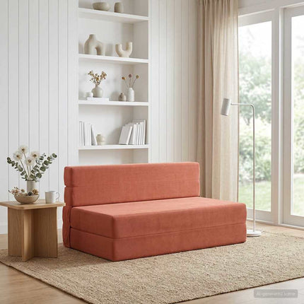 Fällbar Soffbed Röd orange 152 x 86,5 x 60 cm Tyg