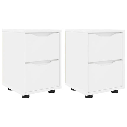 Sängbord med låda 2 pcs Vit 30,5 x 30 x 43 cm Konstruerat trä
