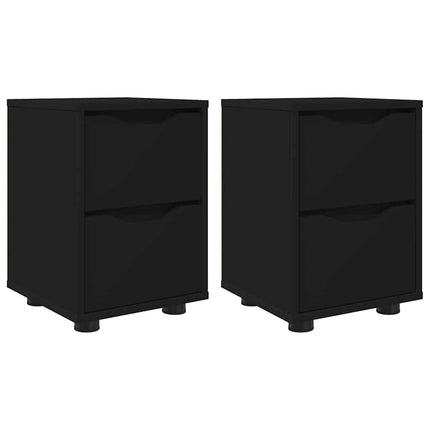 Sängbord med låda 2 pcs Svart 30,5 x 30 x 43 cm Konstruerat trä