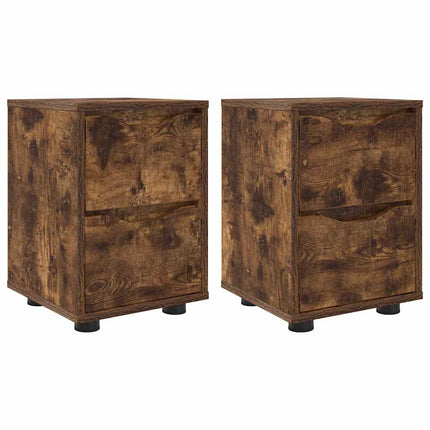 Sängbord 2 pcs Rökt ek 30,5 x 30 x 43 cm Konstruerat trä