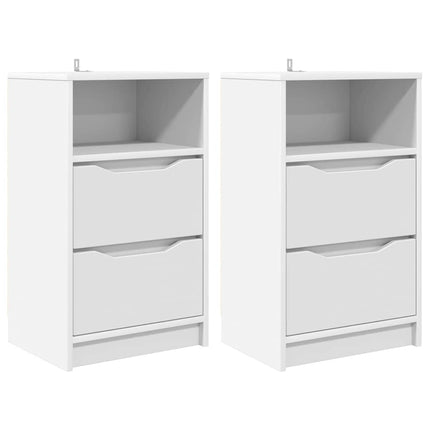 Sängbord med låda 2 pcs Vit 40 x 30 x 467 cm Konstruerat trä