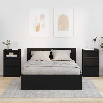 Sängbord med låda 2 pcs Svart 40 x 30 x 467 cm Konstruerat trä