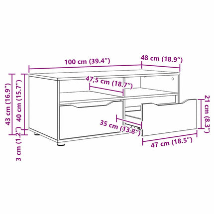 TV-skåp 100 x 48 x 43 cm Betonggrå Konstruerat trä