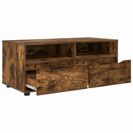 TV-skåp med låda Rökt ek 100 x 48 x 43 cm Konstruerat trä
