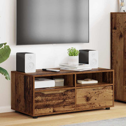 TV-skåp med låda Gammalt trä 100 x 48 x 43 cm Konstruerat trä