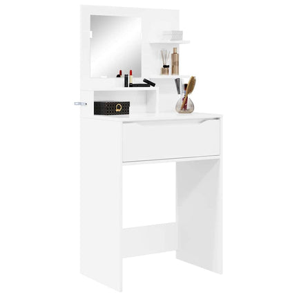Sängrum Smyckesbord med låda Högblanka vita 80 x 39,6 x 135 cm