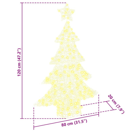 Julgran med 100 LED-lampor Varmvit 120 cm Akryl