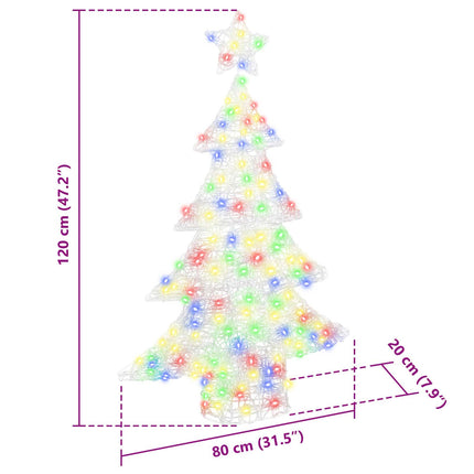 Julgran med 100 LED-lampor Flerfärgsdesign 120 cm Akryl