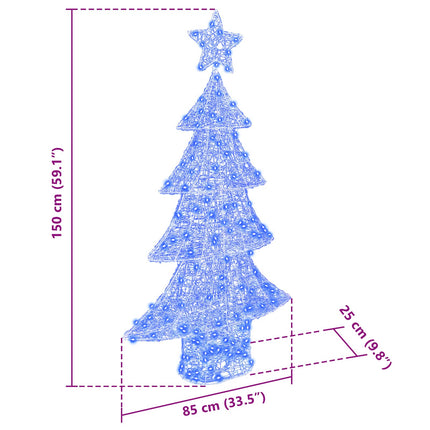 Julgran med 160 LED-lampor Blå 150 cm Akryl