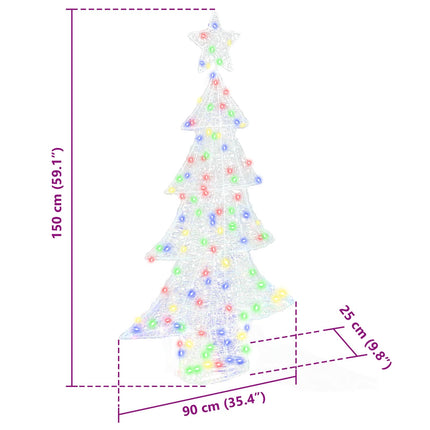 Julgran med 160 LED-lampor Flerfärgsdesign 150 cm Akryl