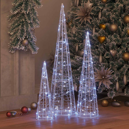 Julgran med 90 LED-lampor 3 pcs Kallvit 20 x 20 x 80 cm Akryl