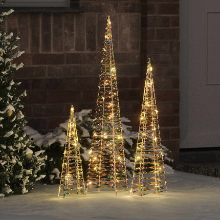 Julgran 3 st Varmvit 20 x 20 x 80 cm PET 90 LED-lampor