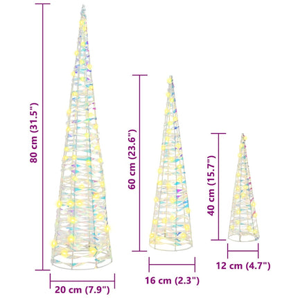 Julgran 3 st Varmvit 20 x 20 x 80 cm PET 90 LED-lampor