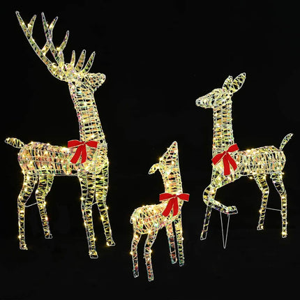 Renfamilj med 300 LED-lampor 3 pcs Varmvit 67 x 26 x 127 cm PET