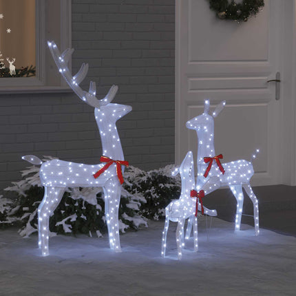 Renfamilj med 300 LED-lampor 3 pcs Kallvit 68 x 26 x 127 cm tyg