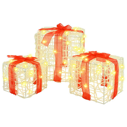 Presentlåda 3 st Varmvit 20 x 20 x 20 cm Akryl 60 LED-lampor