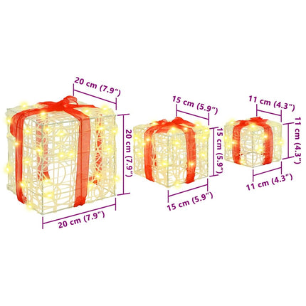 Presentlåda 3 st Varmvit 20 x 20 x 20 cm Akryl 60 LED-lampor