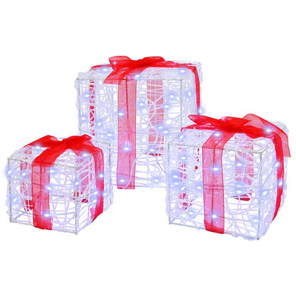Presentlåda 3 st Kallvit 20 x 20 x 20 cm Akryl 60 LED-lampor