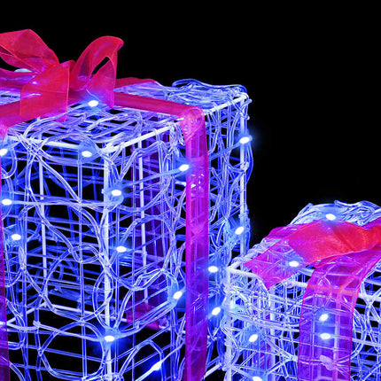 Presentlåda 3 st Blå 20 x 20 x 20 cm Akryl 60 LED-lampor